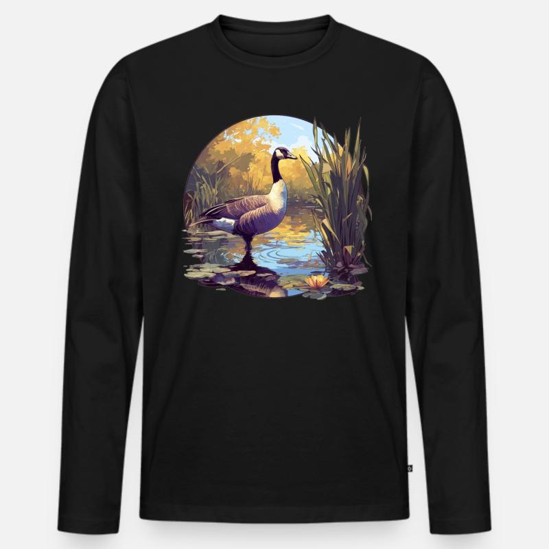 Gänse Gans - Männer Premium Bio Langarmshirt - Schwarz