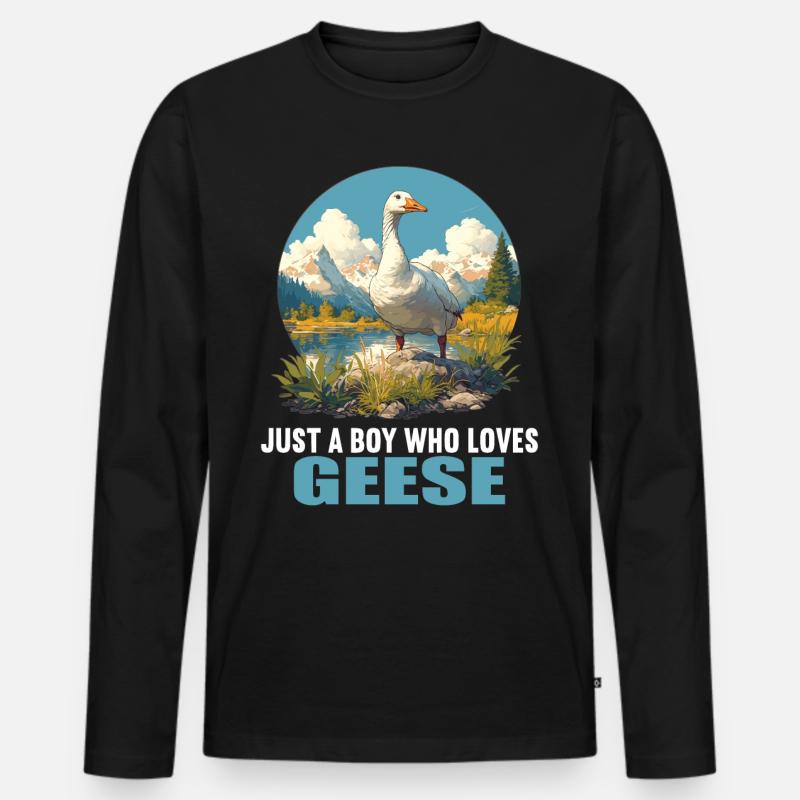 Gänse Gans - Männer Premium Bio Langarmshirt - Schwarz