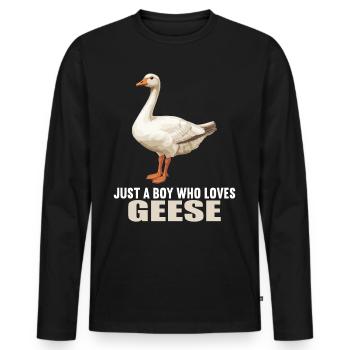 geese goose - Men's Premium Organic Long Sleeve Shirt - black - Front - Nico (187cm)