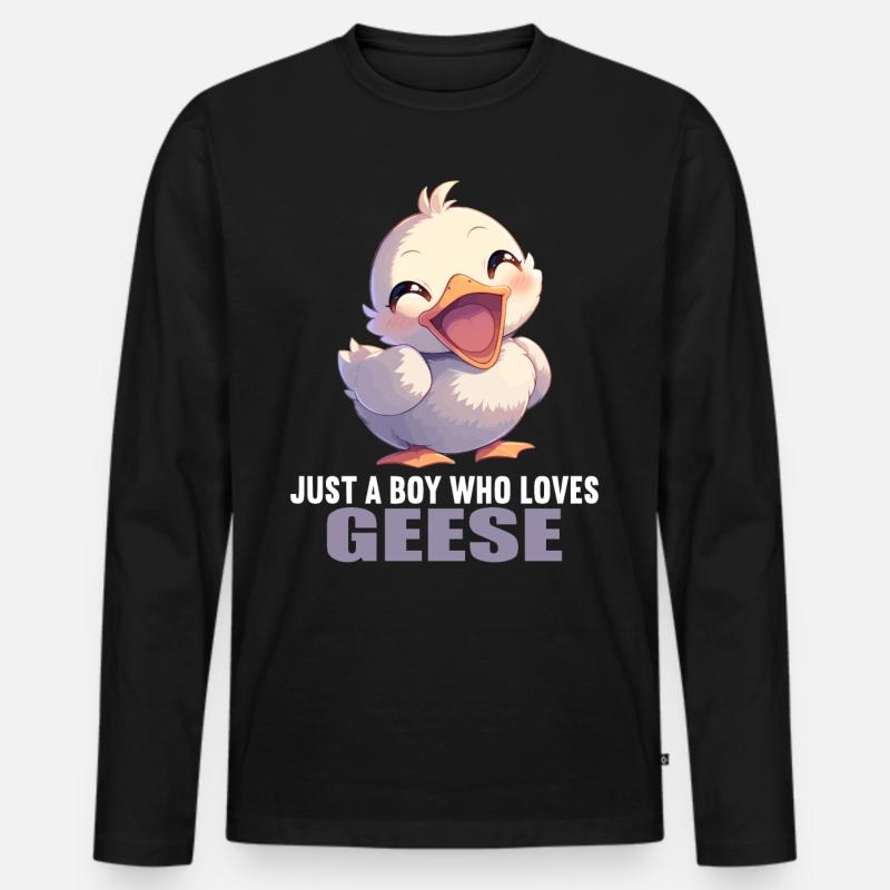 Gänse Gans - Männer Premium Bio Langarmshirt - Schwarz