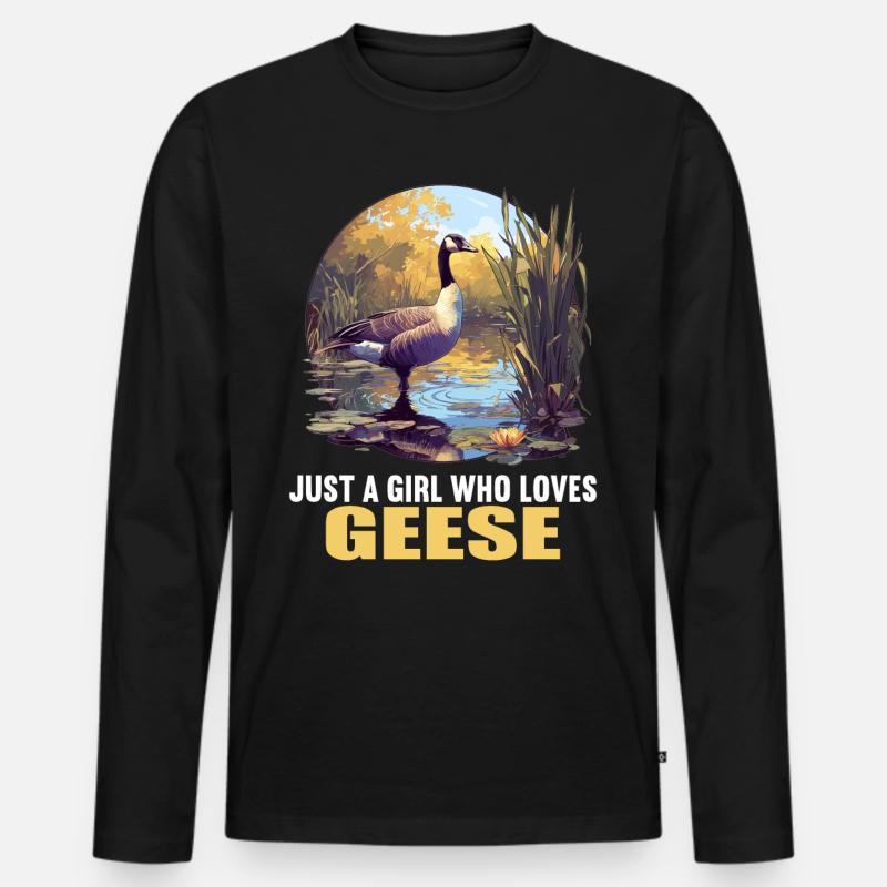 Gänse Gans - Männer Premium Bio Langarmshirt - Schwarz