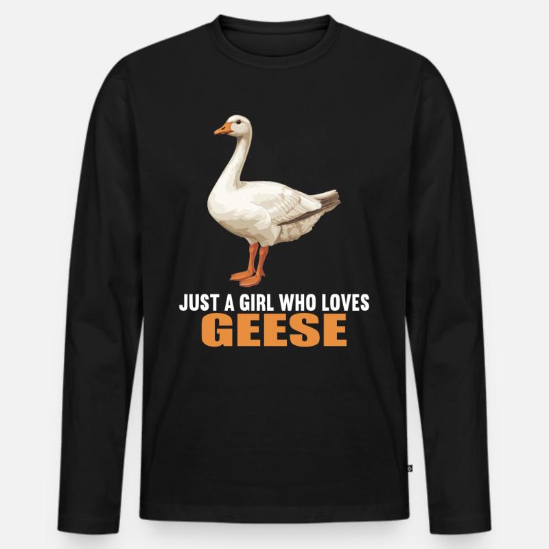 Gänse Gans - Männer Premium Bio Langarmshirt - Schwarz