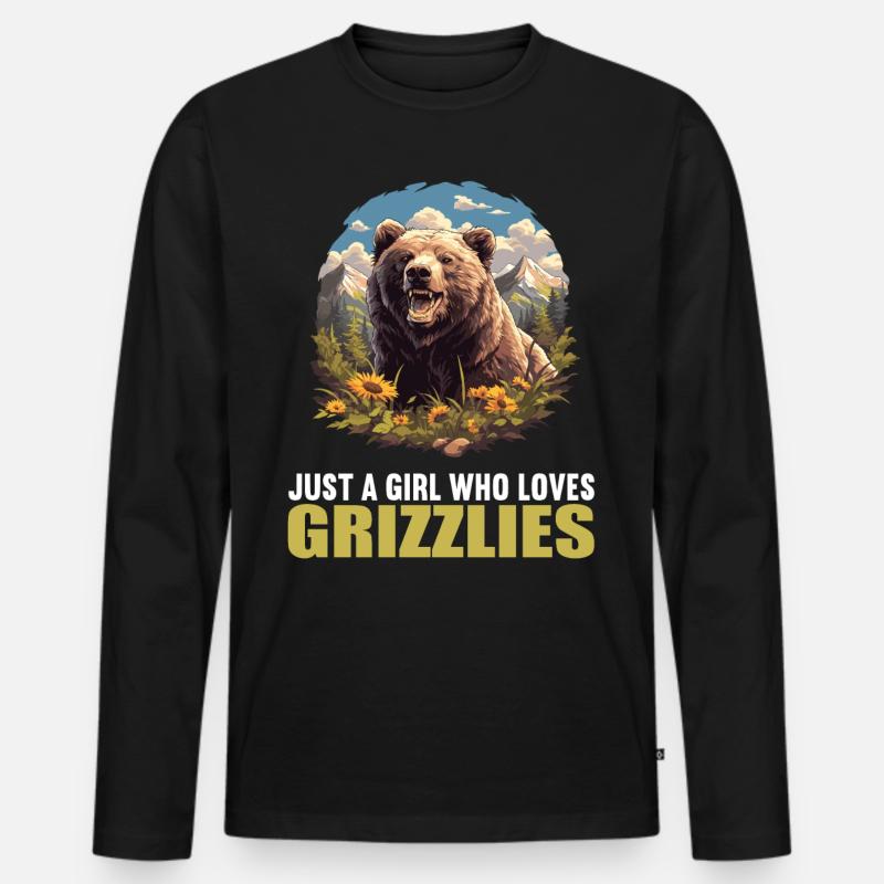 Grizzlybären Grizzlybär - Männer Premium Bio Langarmshirt - Schwarz