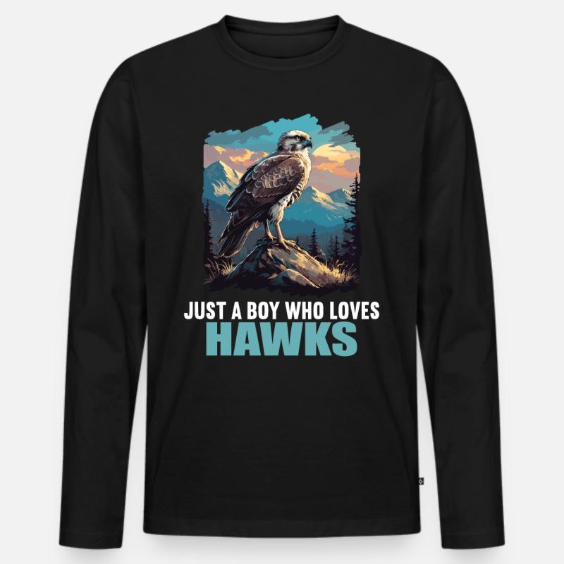 Falken Falke - Männer Premium Bio Langarmshirt - Schwarz