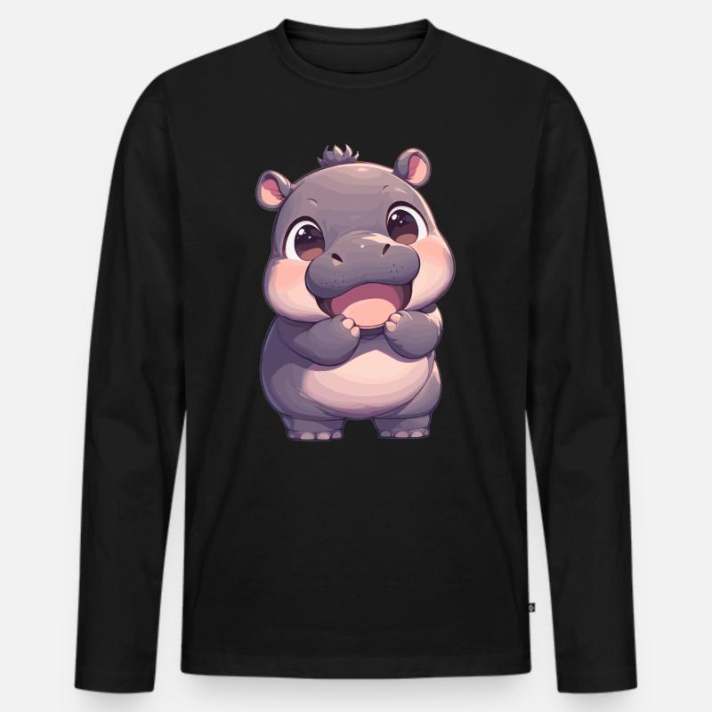 Nilpferd Flußpferd - Männer Premium Bio Langarmshirt - Schwarz