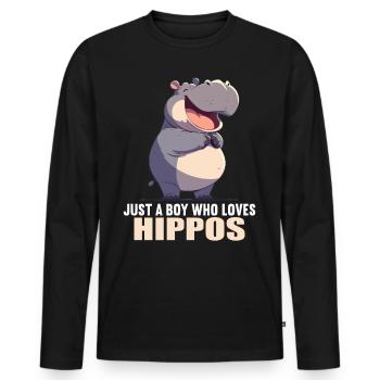Hippopotamus Hippopotamus - Men's Premium Organic Long Sleeve Shirt - black - Front - Nico (187cm)