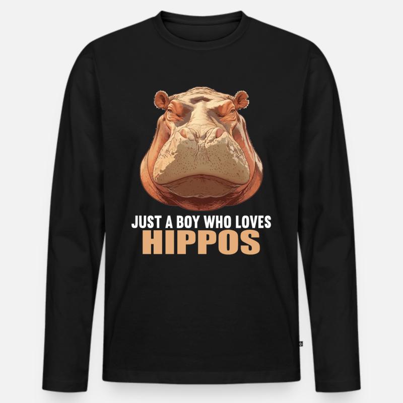 Nilpferd Flußpferd - Männer Premium Bio Langarmshirt - Schwarz