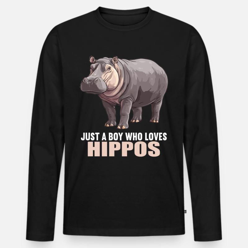 Nilpferd Flußpferd - Männer Premium Bio Langarmshirt - Schwarz