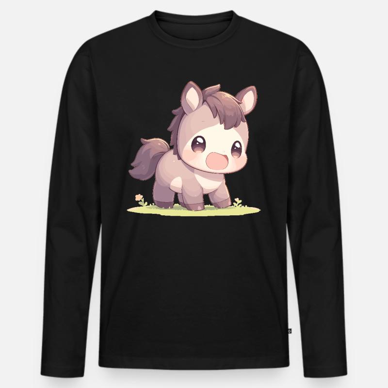 Pferde Pferd - Männer Premium Bio Langarmshirt - Schwarz