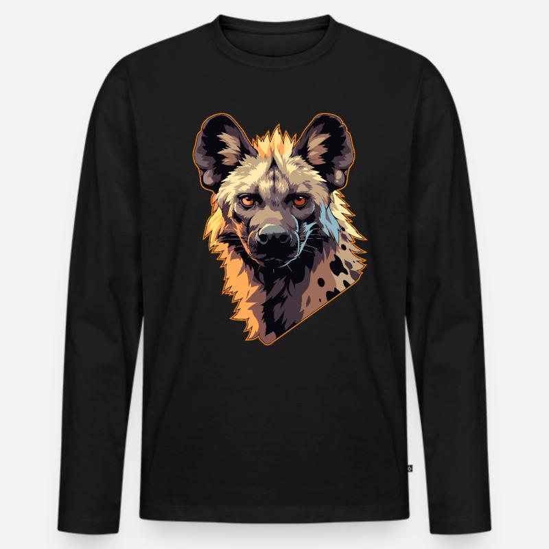 Hyänen Hyäne - Männer Premium Bio Langarmshirt - Schwarz