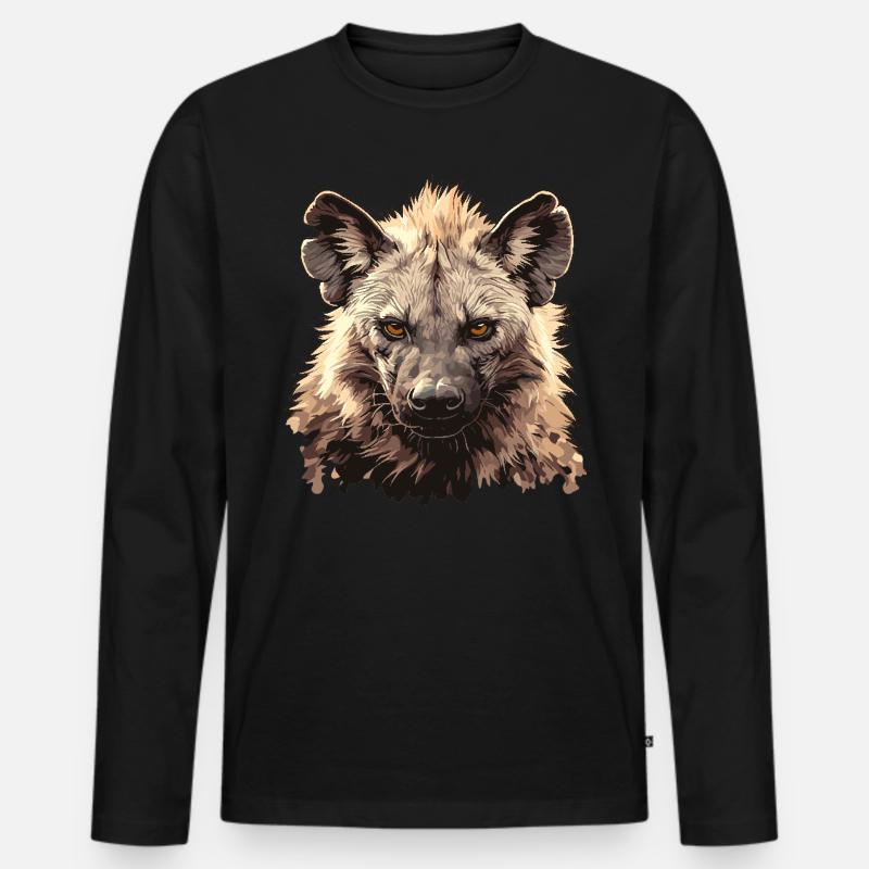 Hyänen Hyäne - Männer Premium Bio Langarmshirt - Schwarz
