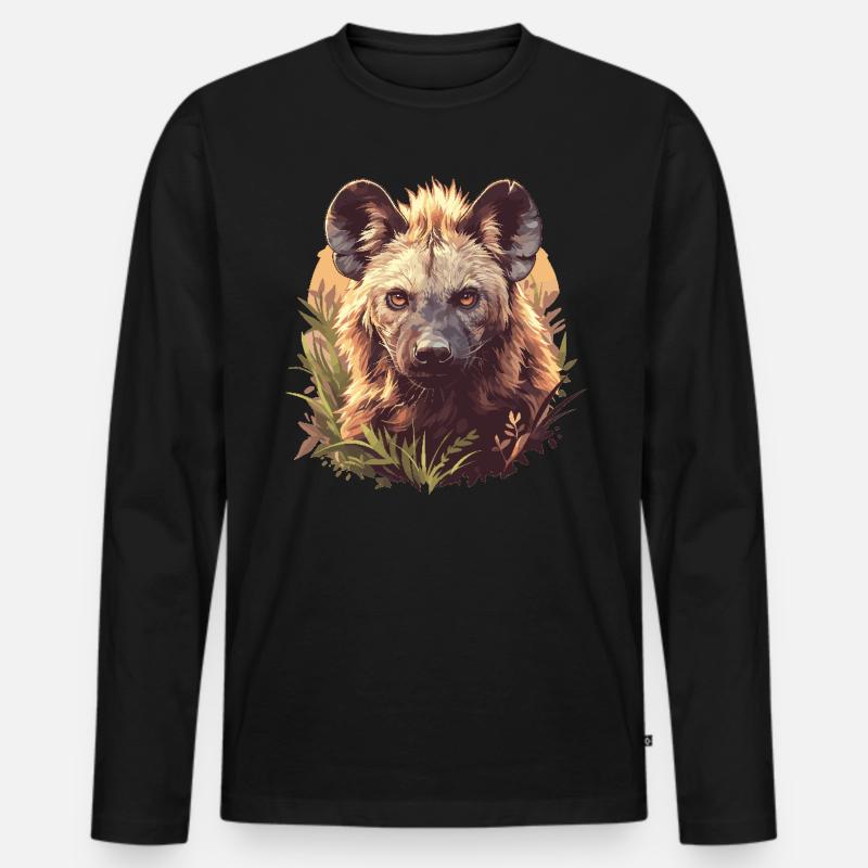 Hyänen Hyäne - Männer Premium Bio Langarmshirt - Schwarz