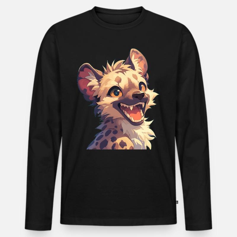 Hyänen Hyäne - Männer Premium Bio Langarmshirt - Schwarz