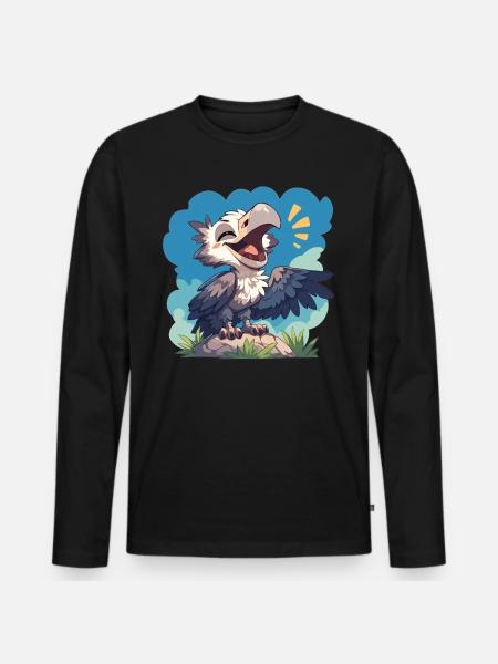 Vulture Geier - Männer Premium Bio Langarmshirt - Schwarz