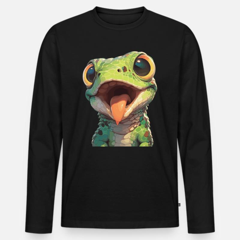 Eidechsen Eidechse - Männer Premium Bio Langarmshirt - Schwarz