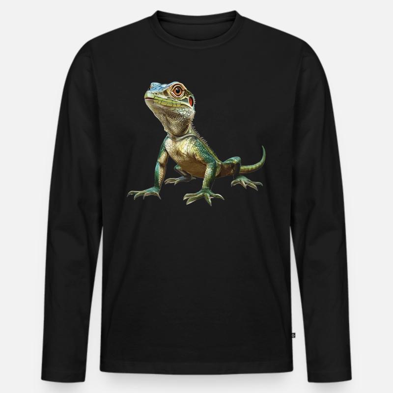 Eidechsen Eidechse - Männer Premium Bio Langarmshirt - Schwarz