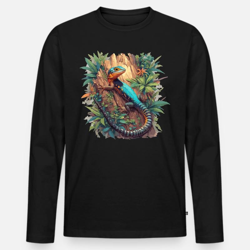 Eidechsen Eidechse - Männer Premium Bio Langarmshirt - Schwarz