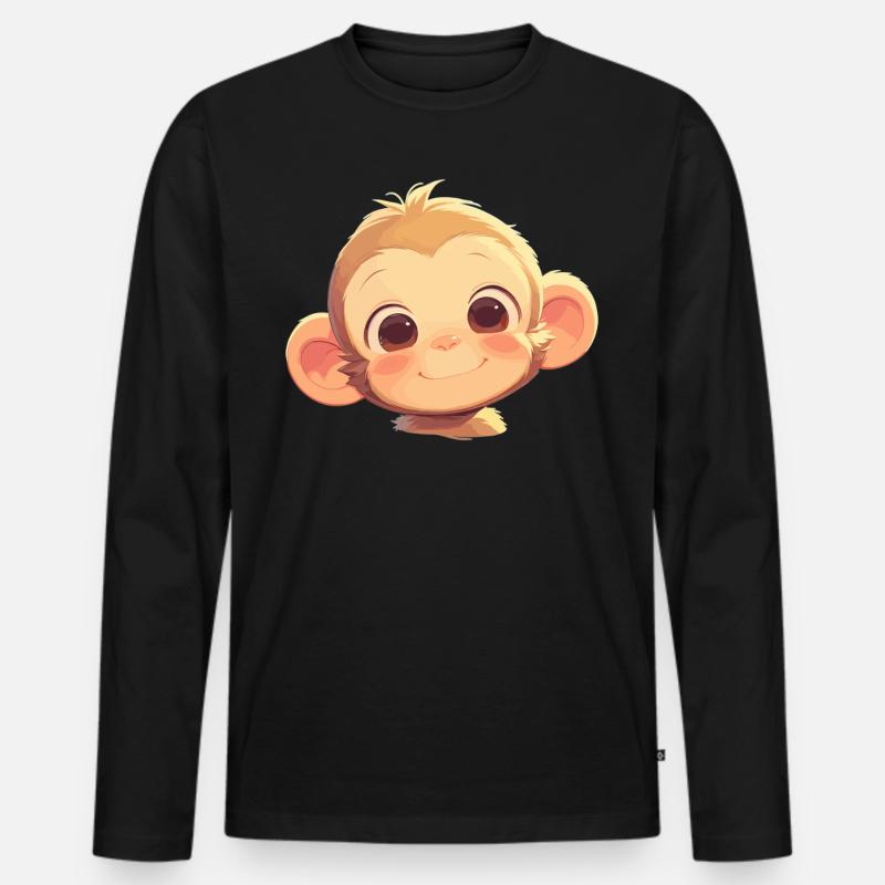 Makaken Makake - Männer Premium Bio Langarmshirt - Schwarz