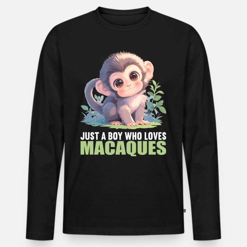 Makaken Makake - Männer Premium Bio Langarmshirt - Schwarz