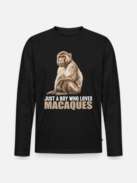 Makaken Makake - Männer Premium Bio Langarmshirt - Schwarz
