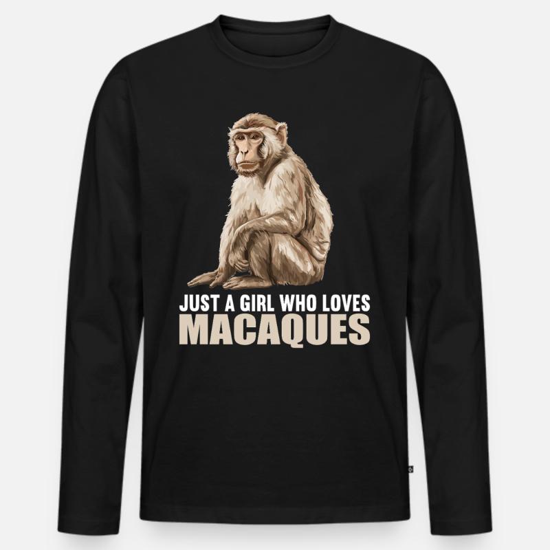Makaken Makake - Männer Premium Bio Langarmshirt - Schwarz
