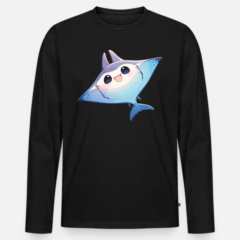 Mantas Manta Rochen - Männer Premium Bio Langarmshirt - Schwarz