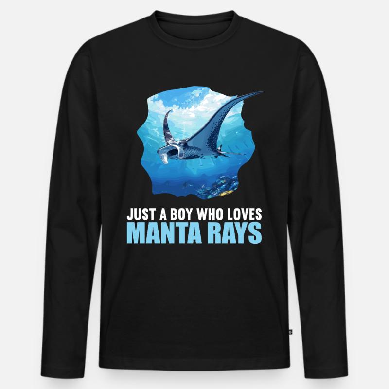Mantas Manta Rochen - Männer Premium Bio Langarmshirt - Schwarz