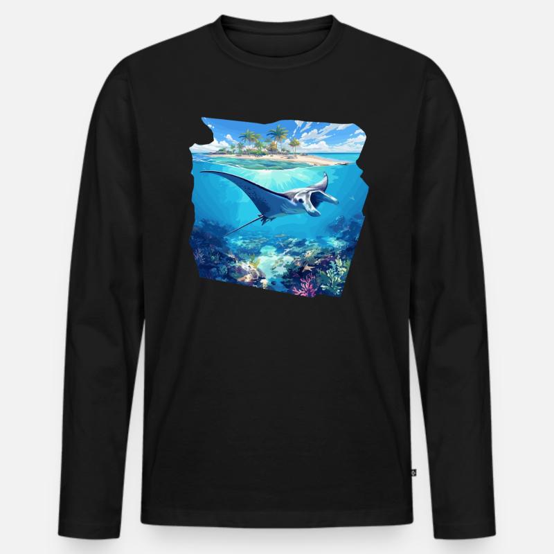 Mantas Manta Rochen - Männer Premium Bio Langarmshirt - Schwarz
