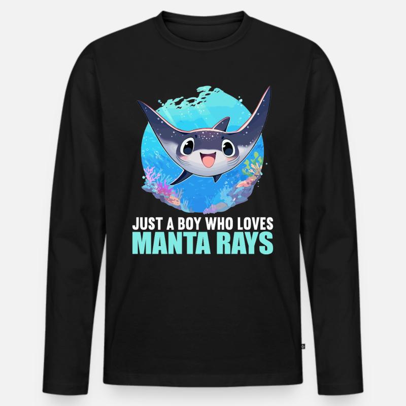Mantas Manta Rochen - Männer Premium Bio Langarmshirt - Schwarz