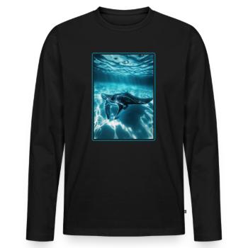 Mantas Manta Rochen - Männer Premium Bio Langarmshirt - Schwarz - Vorne - Nico (187cm)