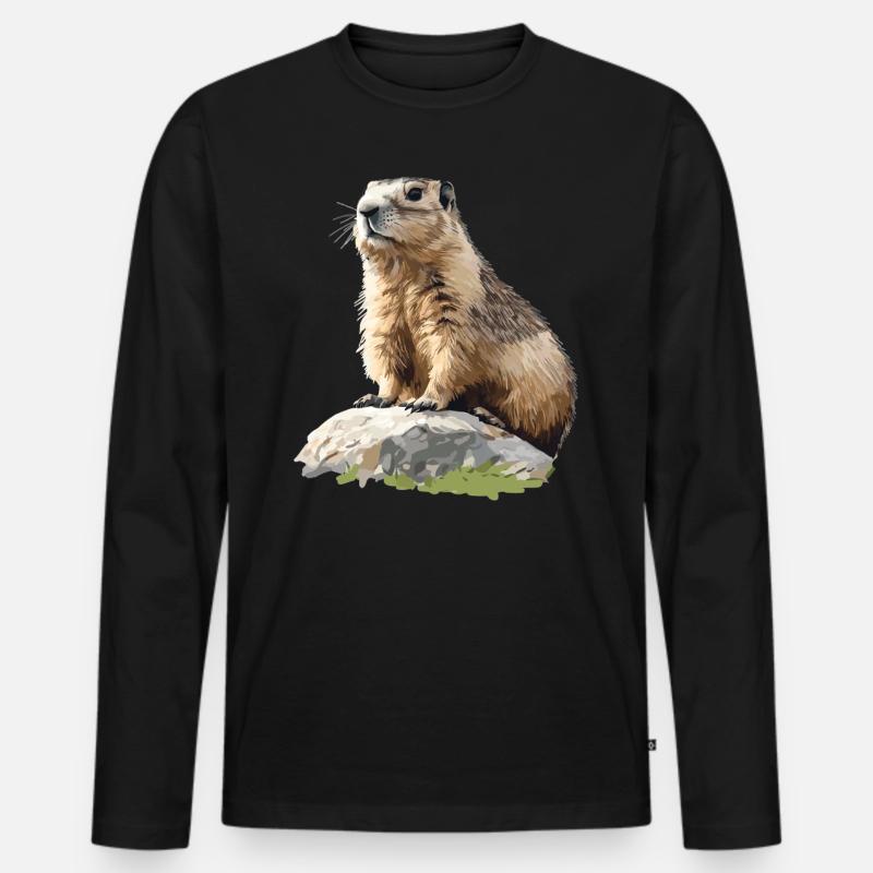 Murmeltiere Murmeltier - Männer Premium Bio Langarmshirt - Schwarz