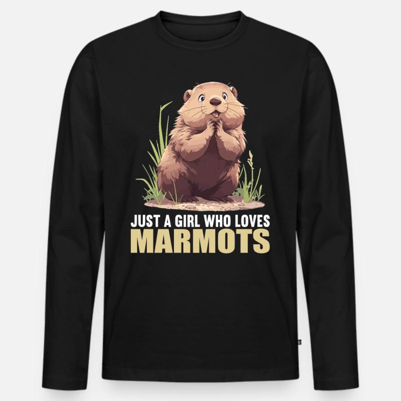 Murmeltiere Murmeltier - Männer Premium Bio Langarmshirt - Schwarz