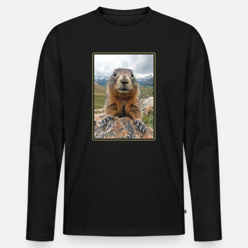 Murmeltiere Murmeltier - Männer Premium Bio Langarmshirt - Schwarz