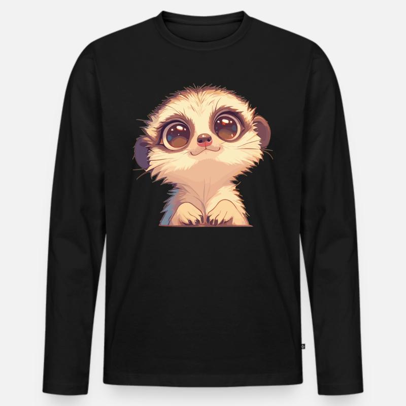 Meerkat Erdmännchen - Männer Premium Bio Langarmshirt - Schwarz