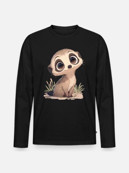 Meerkat Erdmännchen - Männer Premium Bio Langarmshirt - Schwarz