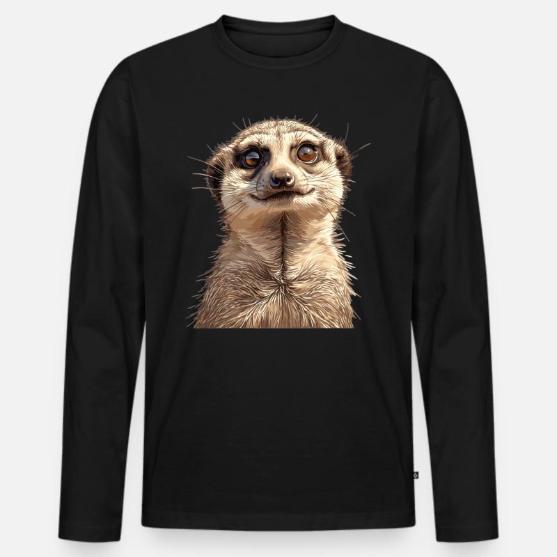 Meerkat Erdmännchen - Männer Premium Bio Langarmshirt - Schwarz