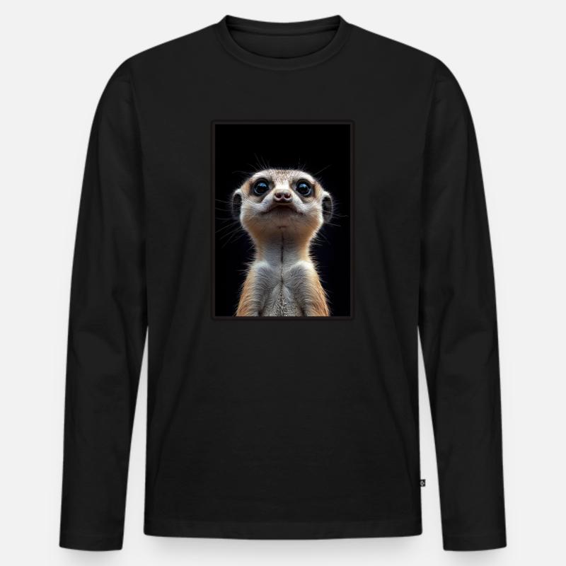 Meerkat Erdmännchen - Männer Premium Bio Langarmshirt - Schwarz