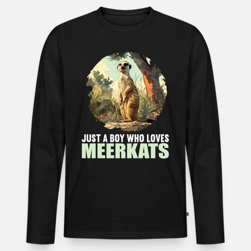 Meerkat Erdmännchen - Männer Premium Bio Langarmshirt - Schwarz