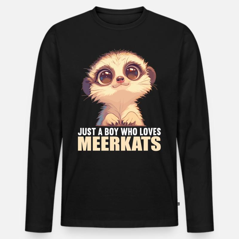 Meerkat Erdmännchen - Männer Premium Bio Langarmshirt - Schwarz