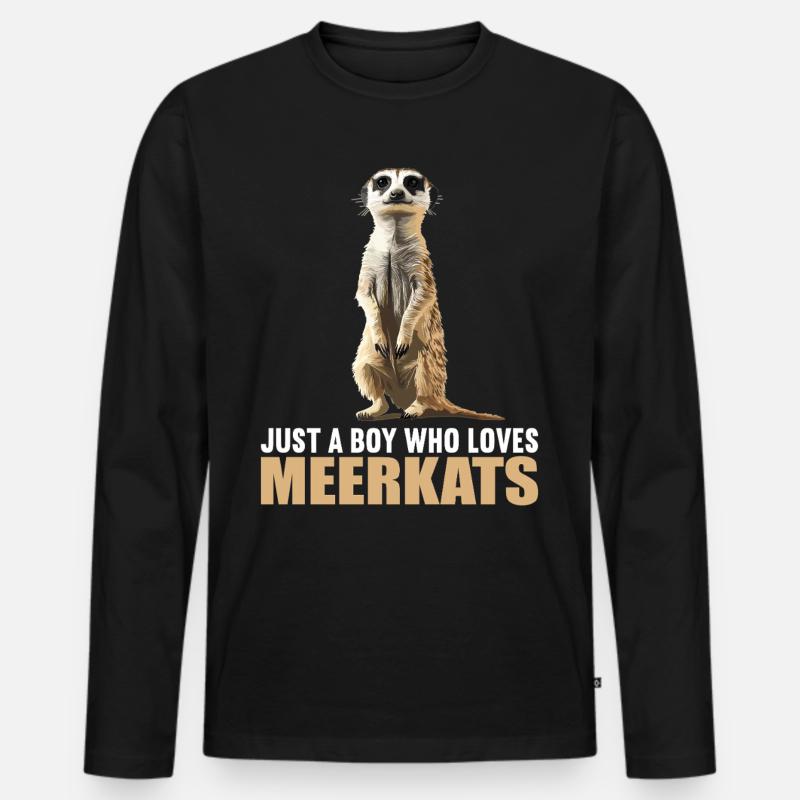 Meerkat Erdmännchen - Männer Premium Bio Langarmshirt - Schwarz
