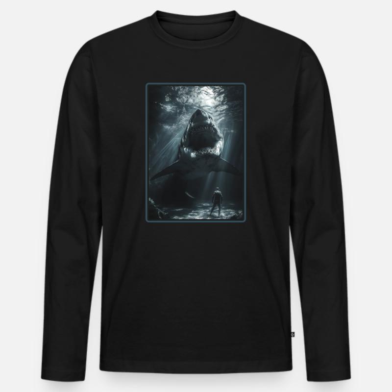 Megalodons Megalodon - Männer Premium Bio Langarmshirt - Schwarz