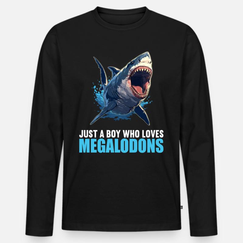 Megalodons Megalodon - Männer Premium Bio Langarmshirt - Schwarz