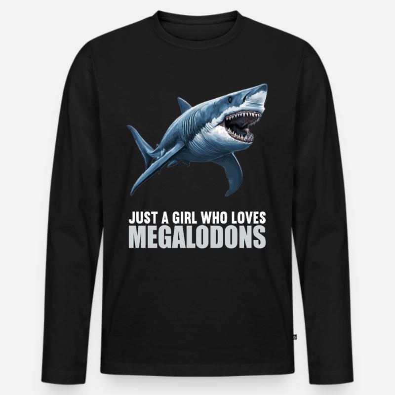 Megalodons Megalodon - Männer Premium Bio Langarmshirt - Schwarz