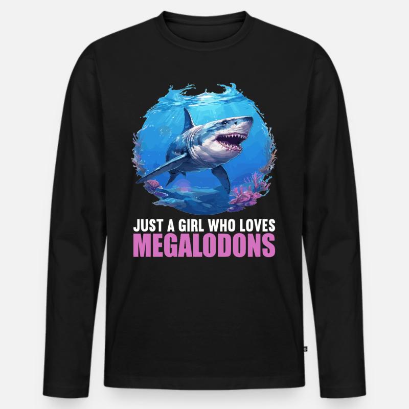 Megalodons Megalodon - Männer Premium Bio Langarmshirt - Schwarz