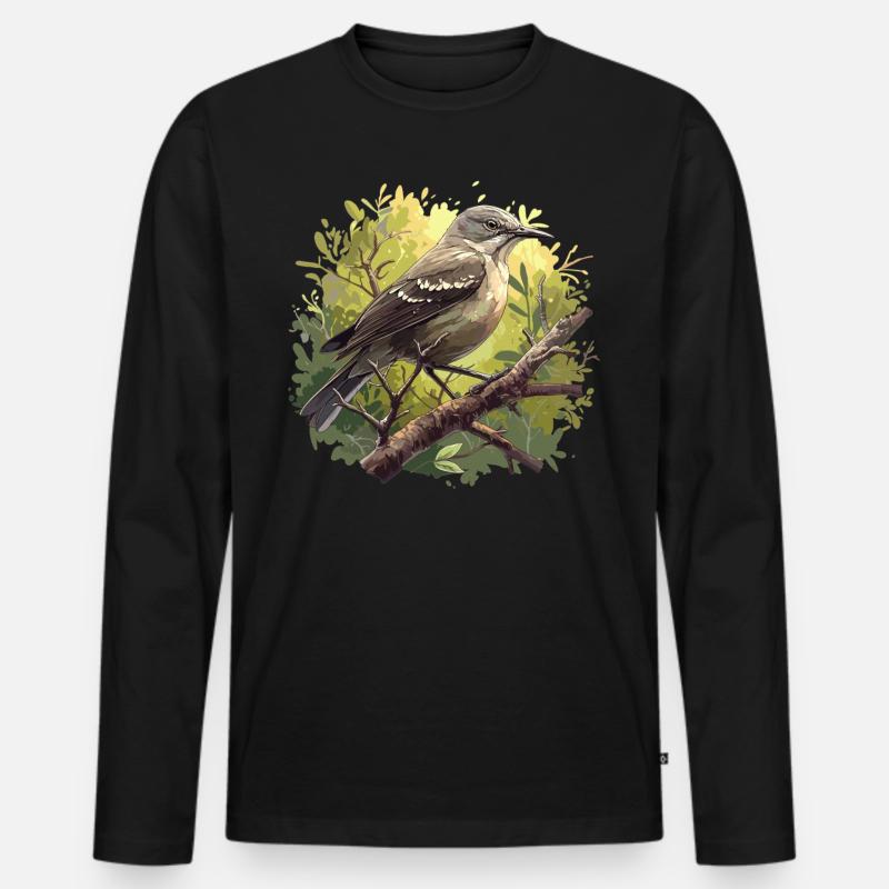 Spottdrosseln Spottdrossel - Männer Premium Bio Langarmshirt - Schwarz