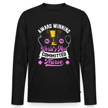Dedicated Nurse Funny Award-Winning - Men's Premium Organic Long Sleeve Shirt - black - Front - Nico (187cm)