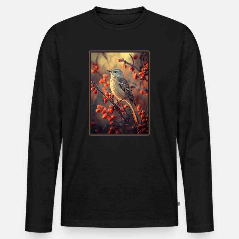 Spottdrosseln Spottdrossel - Männer Premium Bio Langarmshirt - Schwarz