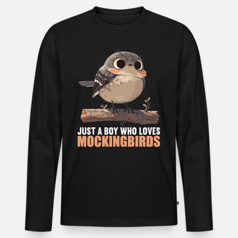 Spottdrosseln Spottdrossel - Männer Premium Bio Langarmshirt - Schwarz