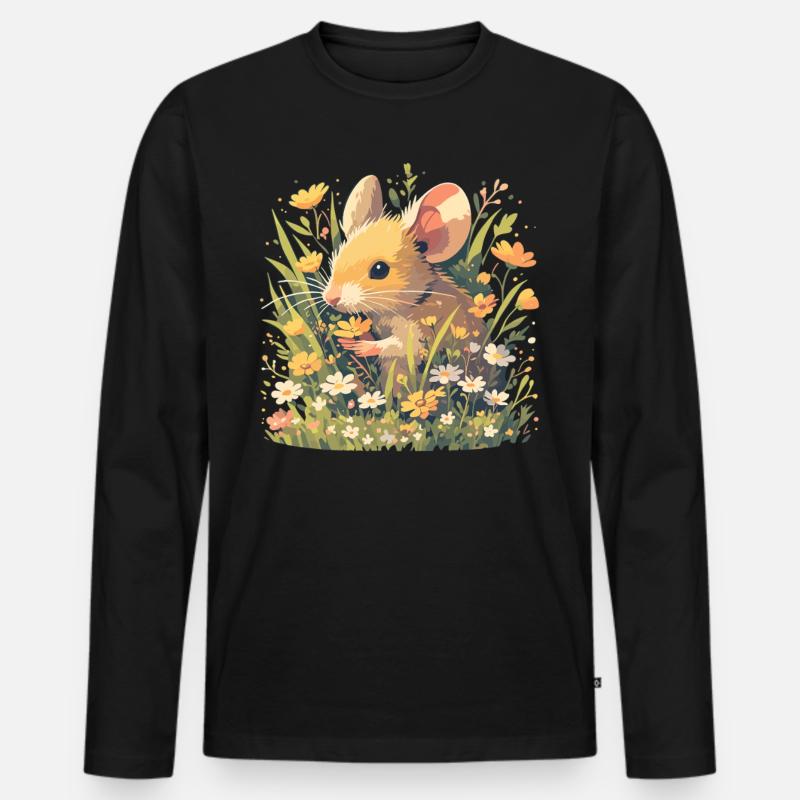 Mäuse Maus - Männer Premium Bio Langarmshirt - Schwarz
