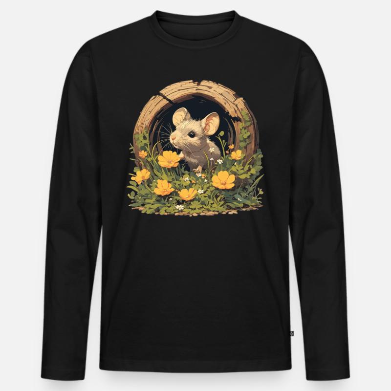 Mäuse Maus - Männer Premium Bio Langarmshirt - Schwarz